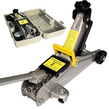 Arebos® Hydraulischer Wagenheber Rangierwagenheber 2 Tonnen mit extralanger Hubstange und Koffer -